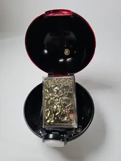 23k Gold Plated Mewtwo Pokemon Metal Trading Card w/Pokeball Please Read - Image 1