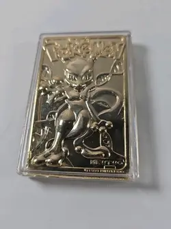 23k Gold Plated Mewtwo Pokemon Metal Trading Card w/Pokeball Please Read - Image 2