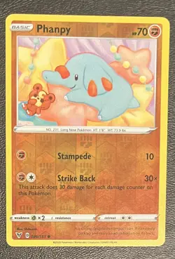 Pokemon TCG Phanpy Vivid Voltage 086/185 Reverse Holo Common Card Near Mint NM - Image 1