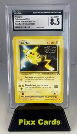 Pokemon TCG Pikachu CGC 8.5And Mewtwo CGC 8.5- Both Cards Both Movie Promo Stamp - Image 1