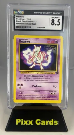 Pokemon TCG Pikachu CGC 8.5And Mewtwo CGC 8.5- Both Cards Both Movie Promo Stamp - Image 3