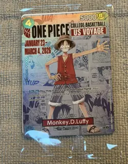 One Piece Monkey D. Luffy US Voyage College Basketball Promo Card (Mint - New) - Image 1