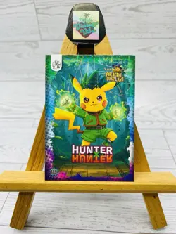 Pikachu as Cosplay Hunter x Hunter Lazer Holo Non- Pokemon Fan Art Card - Image 1