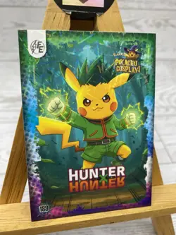 Pikachu as Cosplay Hunter x Hunter Lazer Holo Non- Pokemon Fan Art Card - Image 2