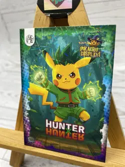 Pikachu as Cosplay Hunter x Hunter Lazer Holo Non- Pokemon Fan Art Card - Image 3