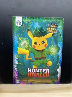 Pikachu as Cosplay Hunter x Hunter Lazer Holo Non- Pokemon Fan Art Card - Image 5
