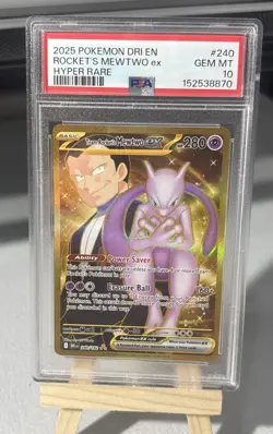2025 Pokemon Dri En-Destined Rivals #240 Rocket'S Mewtwo Ex Hyper Rare PSA 10 - Image 1
