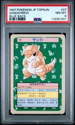 SANDSHREW 1997 Pokemon Japanese Topsun Blue Back with Number #27 PSA 8 (Pop 12) - Image 1