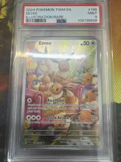 2024 Pokemon TWM En-Twilight Masquerade #188 Eevee Illustration PSA 9 Rare - Image 1