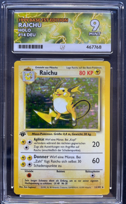 Pokemon Raichu 1st Edition Base Set Holo Rare German 1999 14/102 ACE Mint 9 - Image 1