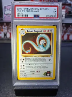 Erika's Dragonair Holo Gym Heroes 2000 Pokemon #4 PSA 5 Ex - Image 1