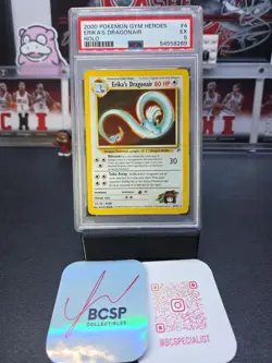 Erika's Dragonair Holo Gym Heroes 2000 Pokemon #4 PSA 5 Ex - Image 3