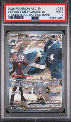 2026 Pokemon Mega Evolution Ascended Heroes Steven's Metagross EX #289 PSA 9 - Image 1