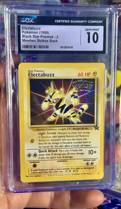 1999 Pokemon Electabuzz Black Star Movie Promo Mewtwo Strikes Back #2 CGC 10 GEM - Image 1