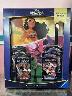 TCG Disney Lorcana Portfolio Bundle 4 Booster Packs/1 Portfolio First Chapter - Image 1