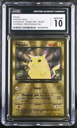 Pokemon Pikachu Celebrations Ultra-Premium Coll. Gold Metal Promo #58 CGC 10 - Image 1