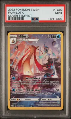 2022 POKEMON SWORD & SHIELD SILVER TEMPEST #TG02 FULL ART/MILOTIC PSA 9 - Image 1