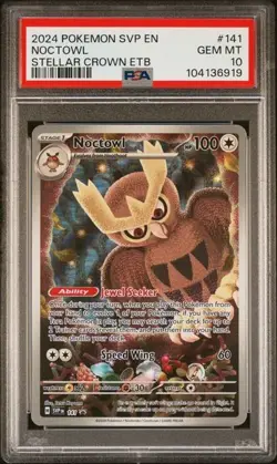 PSA 10 Noctowl Pokemon ETB Promo #141 Stellar Crown - Image 1