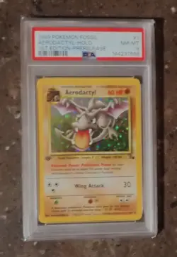 Pair PSA8 ERROR + PSA7 1999 POKEMON FOSSIL 1ST ED-PRERELEASE #1 AERODACTYL-HOLO - Image 4