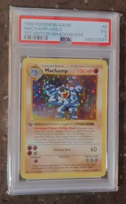 Pokemon TCG Machamp Base Set 8/102 1st Edition Shadowless Holo PSA 3 English - Image 1