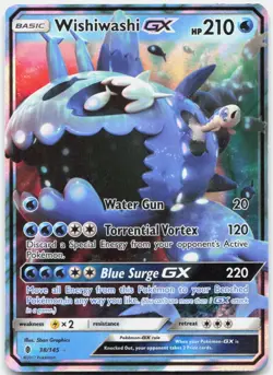 Wishiwashi GX 38/145 Holo Ultra Rare Guardians Rising Pokemon LP/MP - Image 1