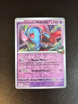 Team Rocket's Wobbuffet 082/182 Destined Rivals Pokemon Rare Reverse Holo LP - Image 1