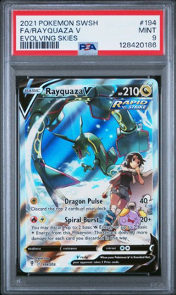 Rayquaza V 194/203 MINT PSA 9 Evolving Skies Alt Art 2021 Pokemon Card Graded - Image 1