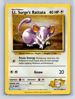 Trading Card Game Classic #015/034 Lt. Surge's Rattata - Image 1