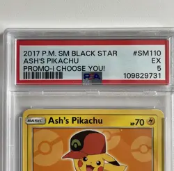 Ash's Pikachu Black Star Promo- I Choose You! SM110 Sun & Moon Pokemon TCG PSA 5 - Image 4
