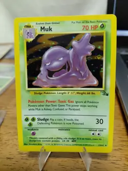 Pokemon TCG Muk 13/62 Fossil Holo Rare Card WOTC Clean NM/LP VINTAGE - Image 1