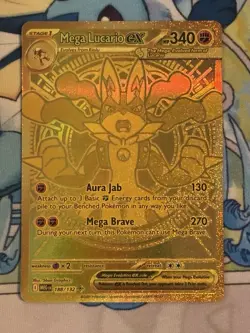 Pokemon Mega Evolution Lucario EX Gold Mega Hyper Rare 188/132 Mint - Image 1