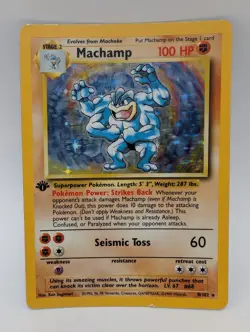 Pokemon Machamp Base Set Holo Rare 1st Edition 8/102 English 1999 100 HP - Image 1