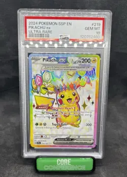 2024 Pokemon Pikachu EX Ultra Rare Gem MT #219 Card PSA 10 - Image 1