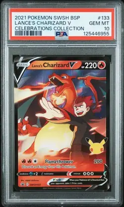 Pokemon Celebrations Promo Lance's Charizard V SWSH 133 Promo PSA 10 GEM Mint - Image 3