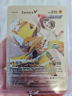 Zaraora V Silver Foil Fan Art Textured Collector Pokemon Card HP210 Rapid Strike - Image 1