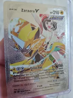 Zaraora V Silver Foil Fan Art Textured Collector Pokemon Card HP210 Rapid Strike - Image 4