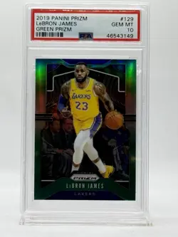 2019 Panini Green Prizm #129 LEBRON JAMES (PSA GEM MT 10) - Image 1