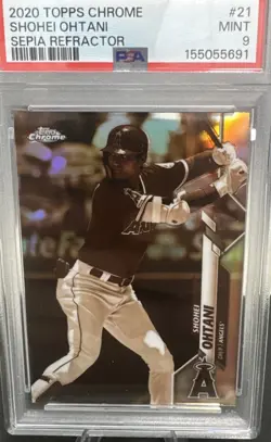 2020 Topps Chrome #21 Shohei Ohtani PSA 9 Sepia Refractor LA Angels Dodgers - Image 1