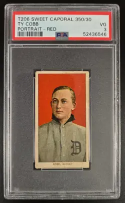 TY COBB 1909-11 T206 RED PORTRAIT SWEET CAPORAL AMAZING EYE APPEAL PSA 3 VG!!! - Image 1