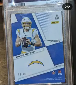 2020 Mosaic Justin Herbert GOLD AUTOGRAPH ROOKIE CARD #/10 LA Chargers PSA 10💎 - Image 2