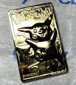 Vintage #25 Pokemon 23k Gold Plated PIKACHU Trading card w/ Case Nintendo 1999 - Image 1