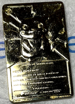 Vintage #25 Pokemon 23k Gold Plated PIKACHU Trading card w/ Case Nintendo 1999 - Image 2