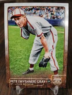 2015 Topps Update Pride & Perseverance PP-9 Pete (Wyshner) Gray One Armed Player - Image 1