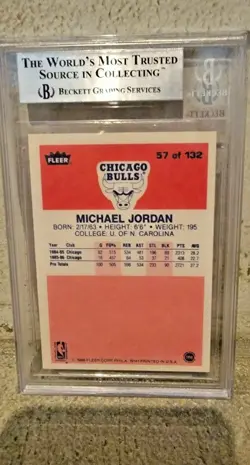 86 Fleer Basketball 57 Michael Jordan Rookie Card RC Graded Bulls BGS Beckett 9 - Image 2