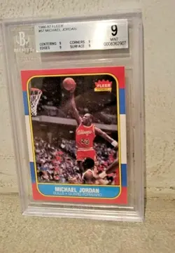 86 Fleer Basketball 57 Michael Jordan Rookie Card RC Graded Bulls BGS Beckett 9 - Image 5