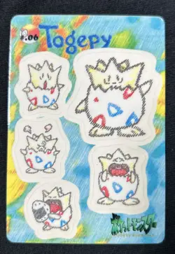Pokemon Sealdass Stitch Touch Togepi 1998 Japanese Bandai Sticker Card #06 #6 - Image 1
