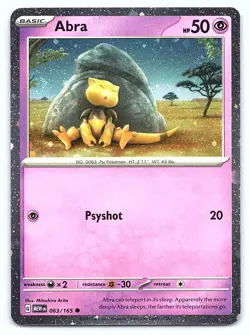 💫💫Pokemon TCG Abra 063/165 Cosmos Holo Promo W/ DOUBLE Swirls SV 151 NM Card - Image 1