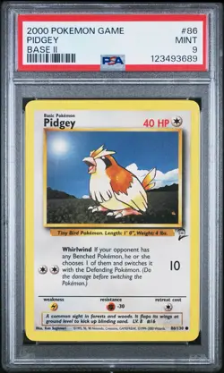2000 Pokemon Base 2 #86 Pidgey PSA 9 Card MINT! Trusted Seller! Free Shipping! - Image 1