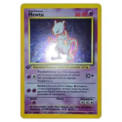 1st Edition Base Set Mewtwo Holo Rare Pokemon Card 10/102 Mewtu MINT (GERMAN) - Image 1