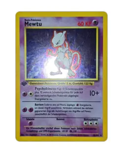1st Edition Base Set Mewtwo Holo Rare Pokemon Card 10/102 Mewtu MINT (GERMAN) - Image 2